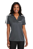 Ladies Performance Color Block Strip Polo - Buff Sci